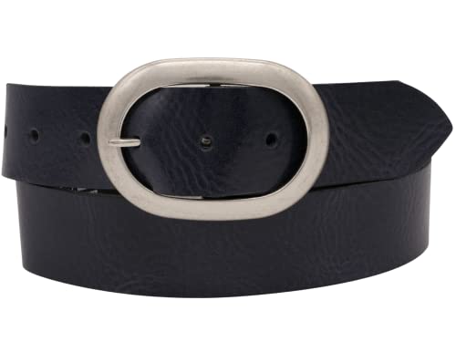 AnnaMatoni Damen Leder Gürtel mit Ovale Schließe Vollrindleder 4cm breit Vollleder ECHT LEDER (TW110 - Blau 490) von AnnaMatoni