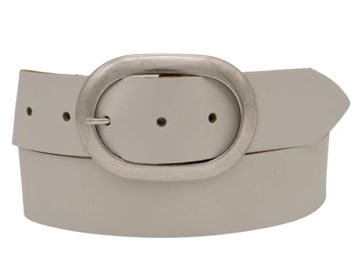 AnnaMatoni Damen Leder Gürtel mit Ovale Schließe Vollrindleder 4cm breit Vollleder ECHT LEDER (TW95 - weiß 104) von AnnaMatoni