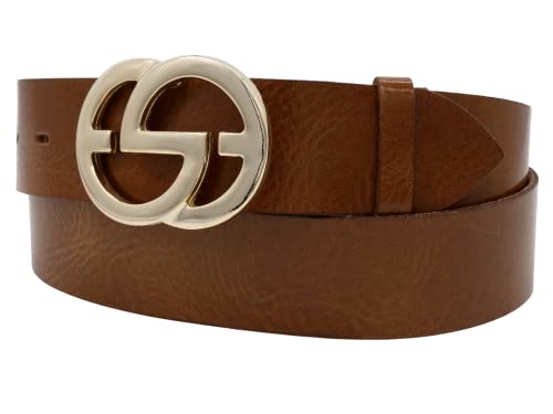 AnnaMatoni Damen Leder Gürtel weiches Rindleder 3mm stark mit Modischer Hochwertiker Koppel Schließe in Gold 4cm breit Damen Ledergürtel echt Leder (Braun 640, TW95-110cm Gesamtlänge) von AnnaMatoni