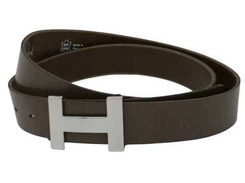 AnnaMatoni Eleganter Damen Ledergürtel in weichem Rindsleder 3mm stark mit Modischer Metalldorn Koppel Schließe 3cm Breit Damen Leder Gürtel (Grau 730, TW80 - Gesamtlänge 95cm) von AnnaMatoni