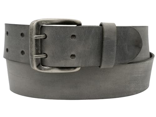 AnnaMatoni Gürtel Vollleder Ledergürtel Mit Doppeldorn Schließe im Vintage Look Herren Vollrindleder 4,5cm breit ECHT LEDER (TW110 - Grau 700) von AnnaMatoni