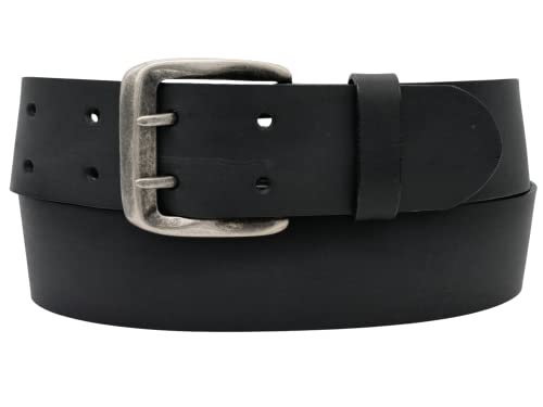 AnnaMatoni Gürtel Vollleder Ledergürtel Mit Doppeldorn Schließe im Vintage Look Herren Vollrindleder 4,5cm breit ECHT LEDER (TW75 - Schwarz 790) von AnnaMatoni