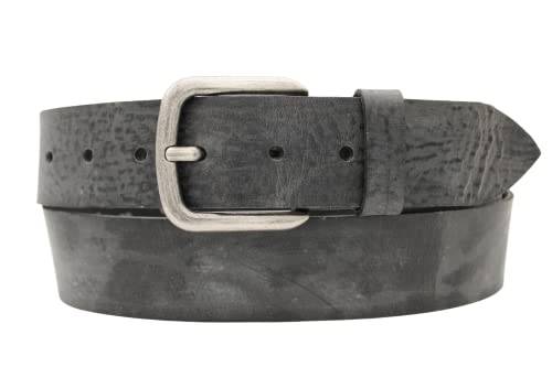 AnnaMatoni Herren Leder Gürtel in Premium Rind Leder 3,5mm stark Vintage Look mit Metall Dorn Schließe antik schwarz 4cm Breit Echt Leder Herren Ledergürtel (790 schwarz, TW100) von AnnaMatoni