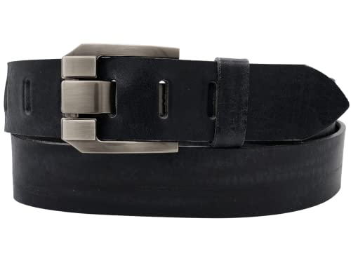 AnnaMatoni Herren Leder Gürtel in Premium Rindsleder Pflanzlich gegerbtes Leder 3,5mm stark mit Metall Dorn Schließe in grau 4cm breit Herren Ledergürtel (Marine 490, TW100 - Gesamtlänge 115cm) von AnnaMatoni