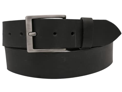 AnnaMatoni Herren Leder Gürtel in Rind Leder 3,3mm stark Vintage Look mit Metall Dorn Schließe in antik schwarz siber gebürstet(Nickelfrei) 4cm Breit Herren Ledergürtel (schwarz 790, TW90) von AnnaMatoni