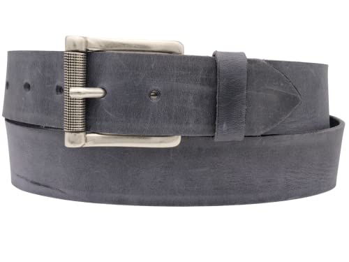 AnnaMatoni Herren Ledergürtel aus Premium Rindsleder, Gürtel 4cm breit Rollschließe in Silber, MADE IN GERMANY, Echt Leder Herren Jeans Gürtel Vintage Optik (Marine 490, TW110-125cm Gesamtlänge) von AnnaMatoni