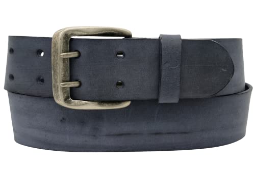 AnnaMatoni Leder Gürtel Herren in Premium Rindleder in Vintage Look mit Doppeldorn Schließe 4,5cm Breit Herren Ledergürtel Echt Leder Gürtel (Marine 490, TW90-105cm Gesamtlänge) von AnnaMatoni