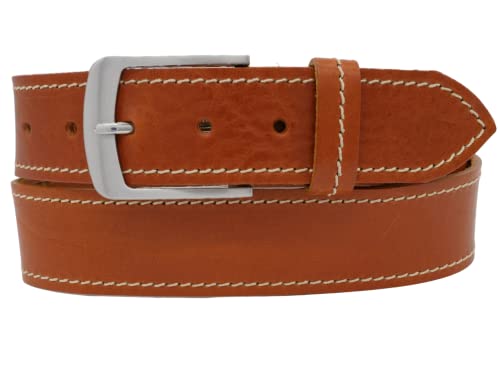 AnnaMatoni Ledergürtel Herren Gürtel aus Premium Vollrindleder 4cm breit Feinporig echt Leder Herren Gürtel (cognac 640, TW85-100cm Gesamtlänge) von AnnaMatoni