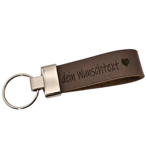 AnnaMatoni Schlüsselanhänger hochwertiges echt Leder mit Wunschgravur, individuelle Gravur - personalisiert Schlüsselbund - Geschenk für Männer Frauen - 100% Handmade in Germany (Braun 690) von AnnaMatoni