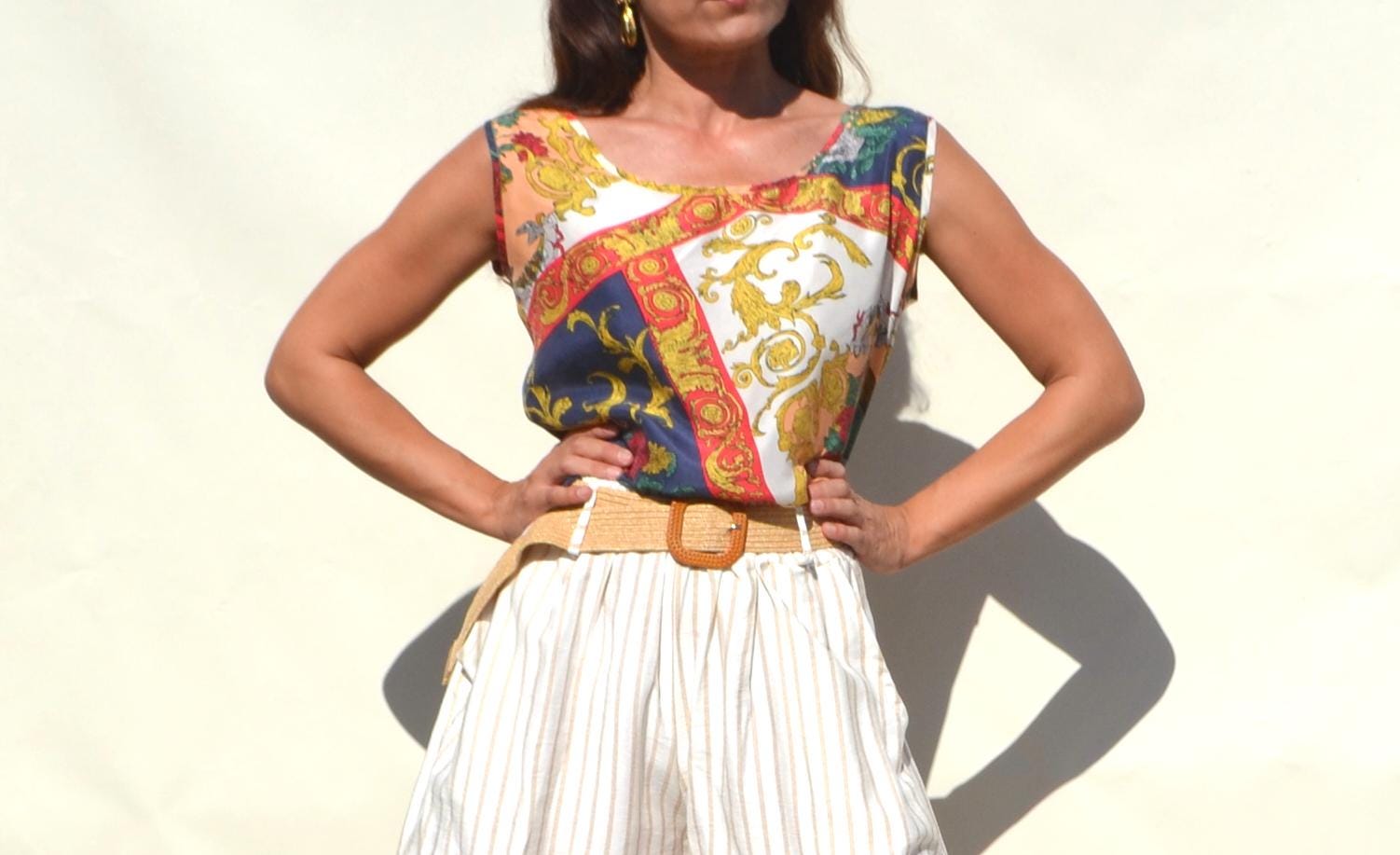 Bunt Bedrucktes Ärmelloses Top Aus 100% Reiner Seide. Größe S von AnnaOhSailors