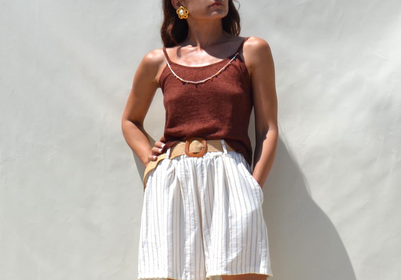 Deadstock Y2K Braunes Leinen/Viskose Stricktop.größe L von AnnaOhSailors