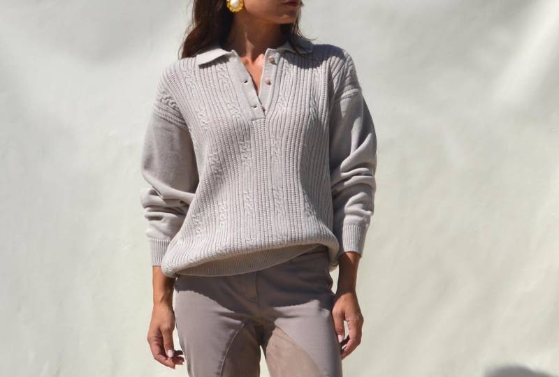 Vintage Taupe Beige Wollmix Pullover Mit Kragen.größe Xl von AnnaOhSailors