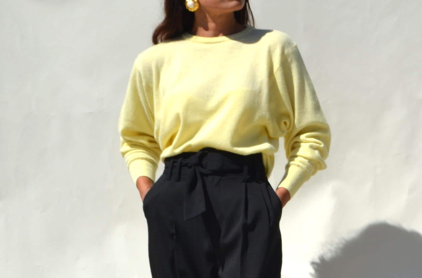 Weicher Strickpullover Aus Pastellgelber Angora/Lammwolle Mischung Einheitsgröße von AnnaOhSailors