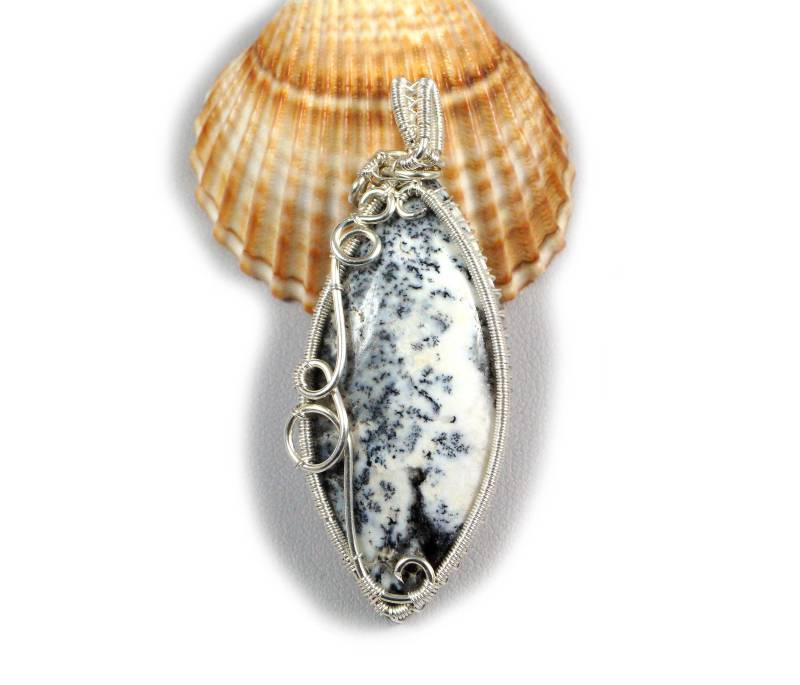 sterling Silber Dendriten Achat Anhänger Geschenk Für Sie Mama, Großmutter Draht Eingewickelt Handwerker Schmuck Perfektes Geschenk, Amulett von AnnaPdesign