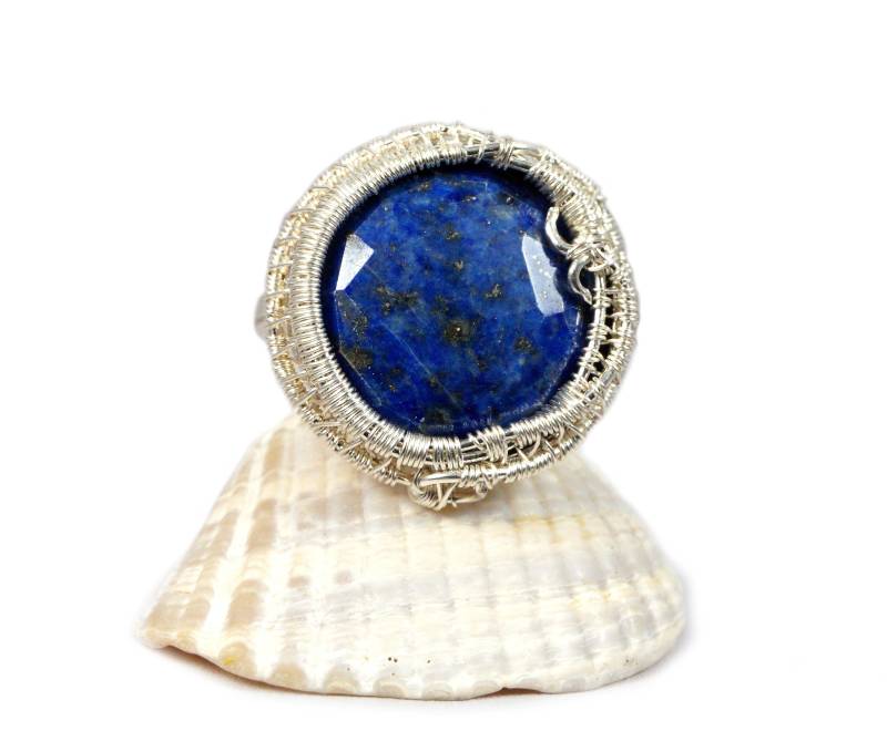 sterling Silber Ring Mit Lapis Lazuli Blau Gold Geschenk Für Sie Mutter Perfektes Geschenk, Draht Gewickelt Schmuck Frauen, Handwerker von AnnaPdesign