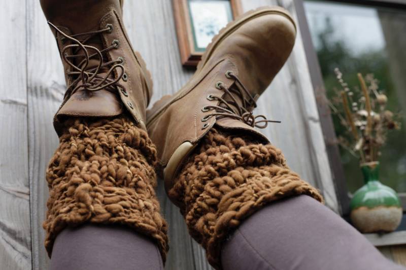 stulpen Beinstulpen Rostbraun-Handgesponnene Merino Wolle-strick Legwarmers Wollstulpen Vintage Boottoppers Erdtöne Accessoire Winter Herbst von AnnaSoulMade