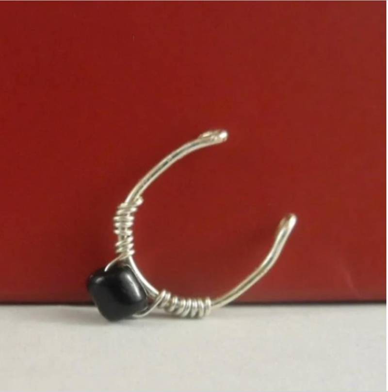 Fake Septum Ring, Sterling Silber Faux Ring Mit Schwarzem Akzent, Schmuck, Kein Piercing Notwendig von AnnabellesNoseRings