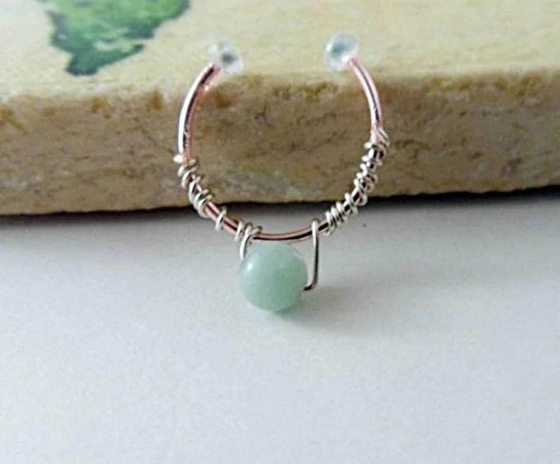 Opal Akzent Faux Septum Ring - Roségold Gefälschter Nasenring Für Nicht Gepiercte Nase Verzierter Fake Schmuck von AnnabellesNoseRings
