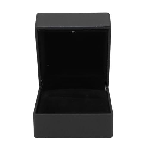 Annadue LED Ring Box mit Licht, LED -Ringschmuck Geschenkbox Ringkoffer für Heiratsantrag, Hochzeit, Verlobung, 6,5 * 6 * 5 cm (Black) von Annadue