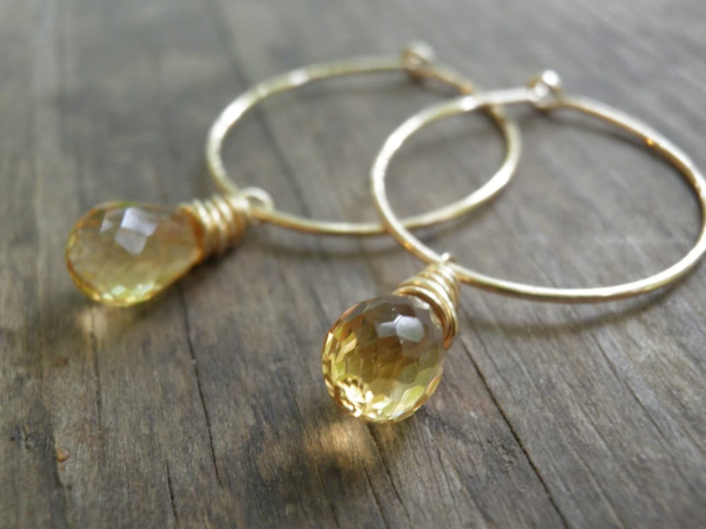 Valentinstag-Geschenk, Gold Citrin Ohrringe, Gefüllt Reifen, November Birthstone Brautgeschenk, Winterhochzeit, Geschenk Für Sie von AnnalisJewelry