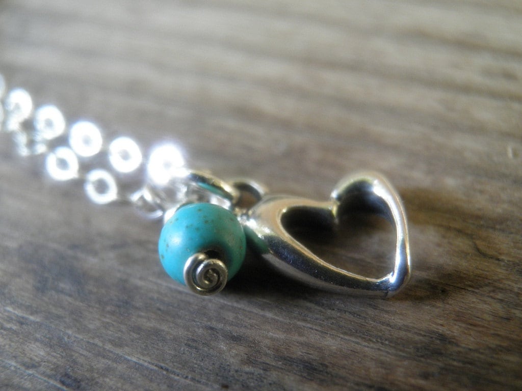 Valentinstag Geschenk, Herz Schmuck, Braut Armband, Liebe Geschenk Für Sie, Silber Türkis Armband Sterling von AnnalisJewelry