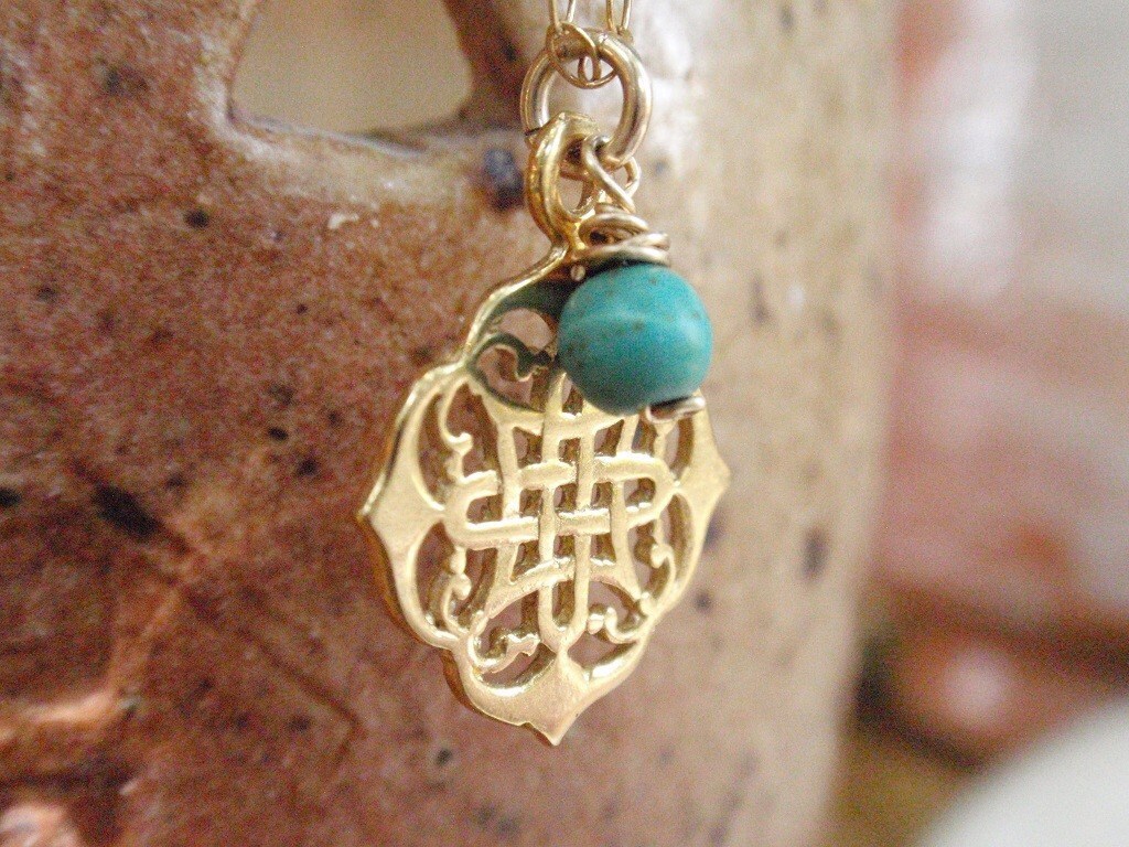 Valentinstag Verkauf, Spitze Schmuck, Gold Halskette, Minimalist India Filigree 14K Türkis Zarte Halskette von AnnalisJewelry