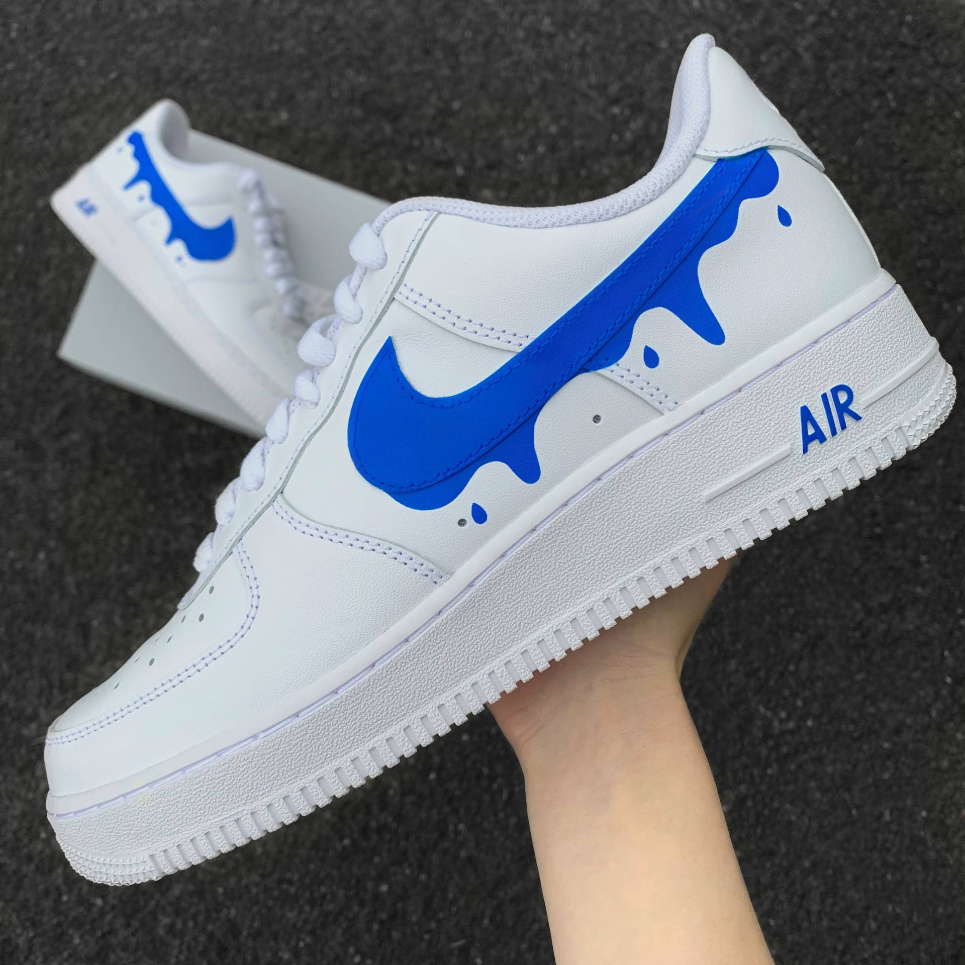 Nike Air Force 1 Blue Drip - Custom Sneaker Swoosh Hand-Painted Shoes Af1 von AnnamarieDIY