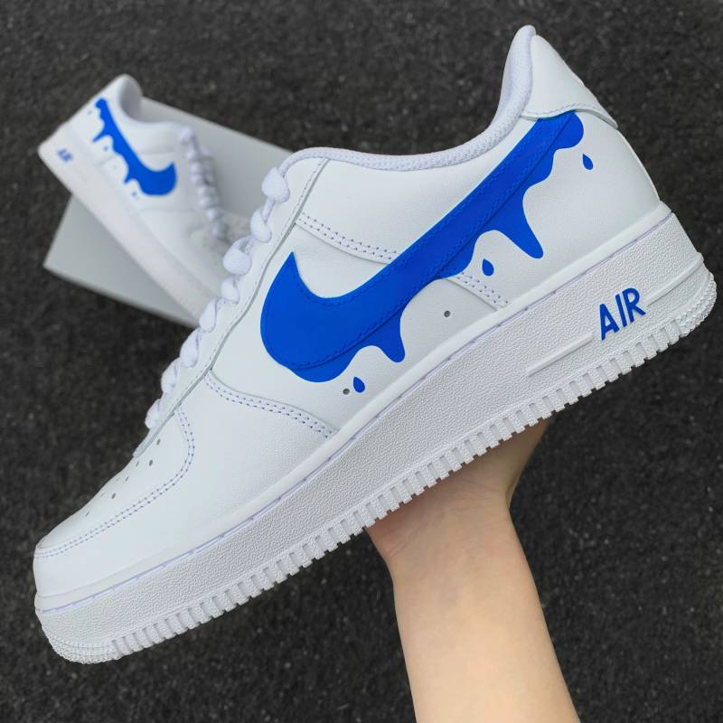 Nike Air Force 1 Blue Drip - Custom Sneaker Swoosh Hand-Painted Shoes Af1 von AnnamarieDIY