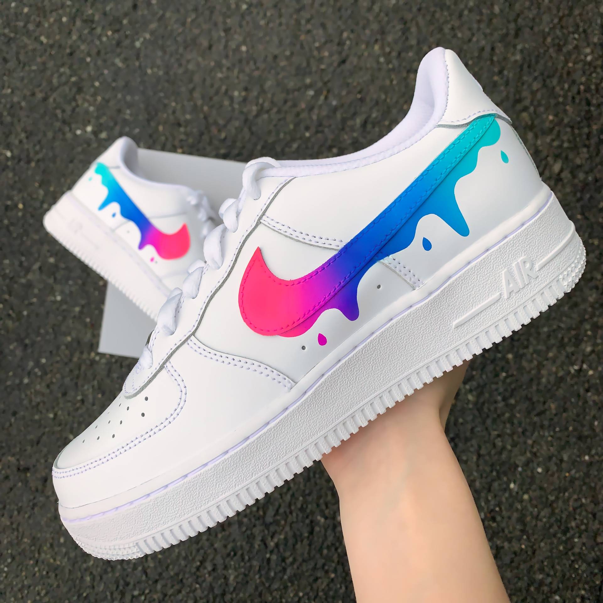 Nike Air Force 1 Color Gradient With Drops - Custom Sneaker Drip Hand-Painted Shoes Colorful Af1 von AnnamarieDIY
