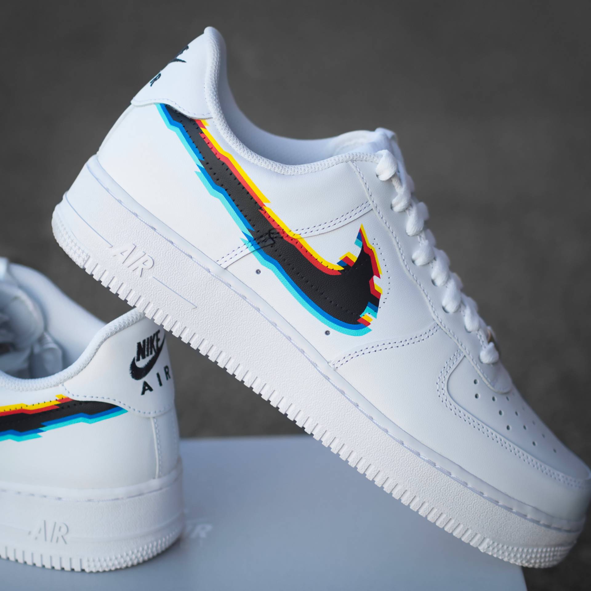 Nike Air Force 1 Glitch Effect - Custom Sneaker Hand Painted Shoes Af1 Art von AnnamarieDIY