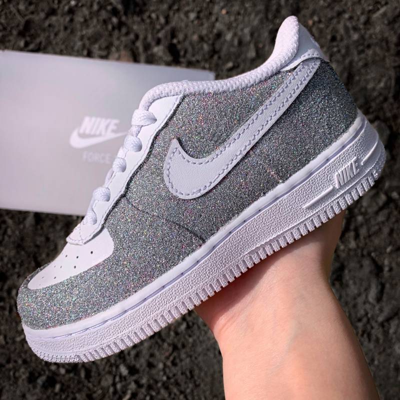 Nike Air Force 1 "Holographic Silver" - Custom Sneaker With Silver Glitter Hand-Painted Shoes Holographic Effect Af1 von AnnamarieDIY