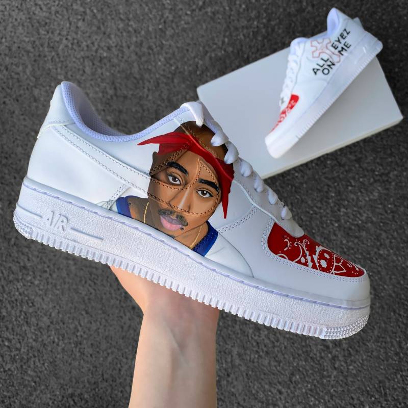 Nike Air Force 1 "Tupac" - Custom 2Pac Sneaker Hand-Painted Shoes Af1 Tupac All Eyez On Me Shakur von AnnamarieDIY