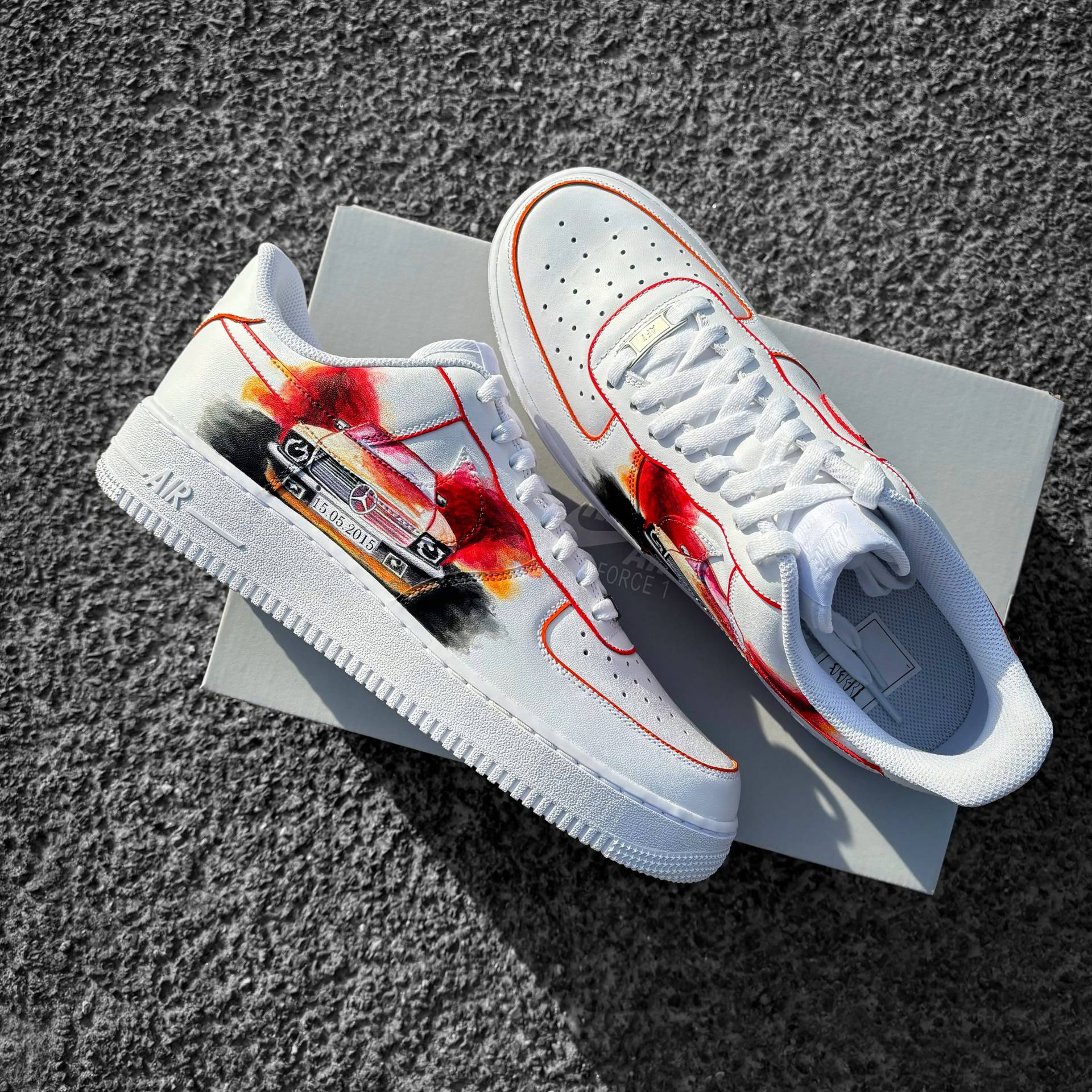 Nike Air Force 1 Wedding - Custom Sneakers With Car, Wedding Date & Initials Painted Shoes Car Lovers Personalized Af1 von AnnamarieDIY