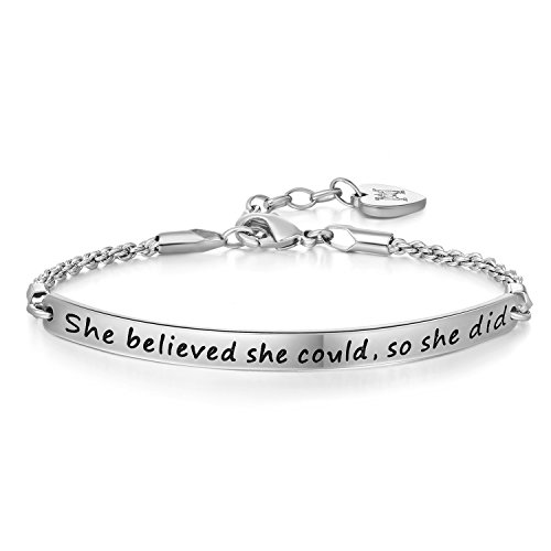 Annamate Armband mit Gravur für Frauen She Believed she Could so she did Personalisierter Gravierbare Inspiration Armreif Schmuck von Annamate
