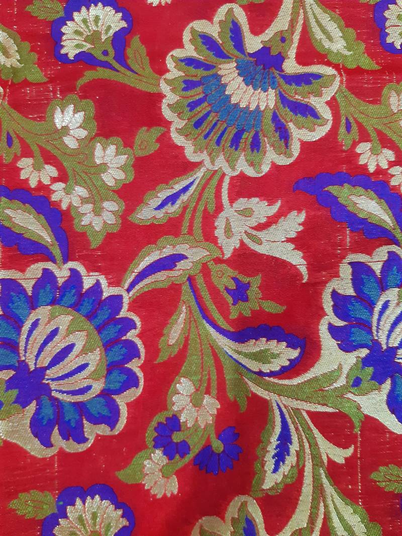 Banarasi Traditionelle Dupatta Rotblau Seide Handloom Handgefertigte Zari Arbeit Alle Over2.5 M × 0.9 Designer Seidenschals von AnnapurnaTextiles