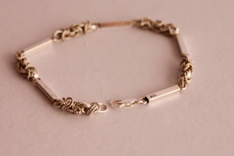 Vintage 925 Silber Kettenarmband - Handgefertigtes 80Er Jahre Design von Annas7Closet