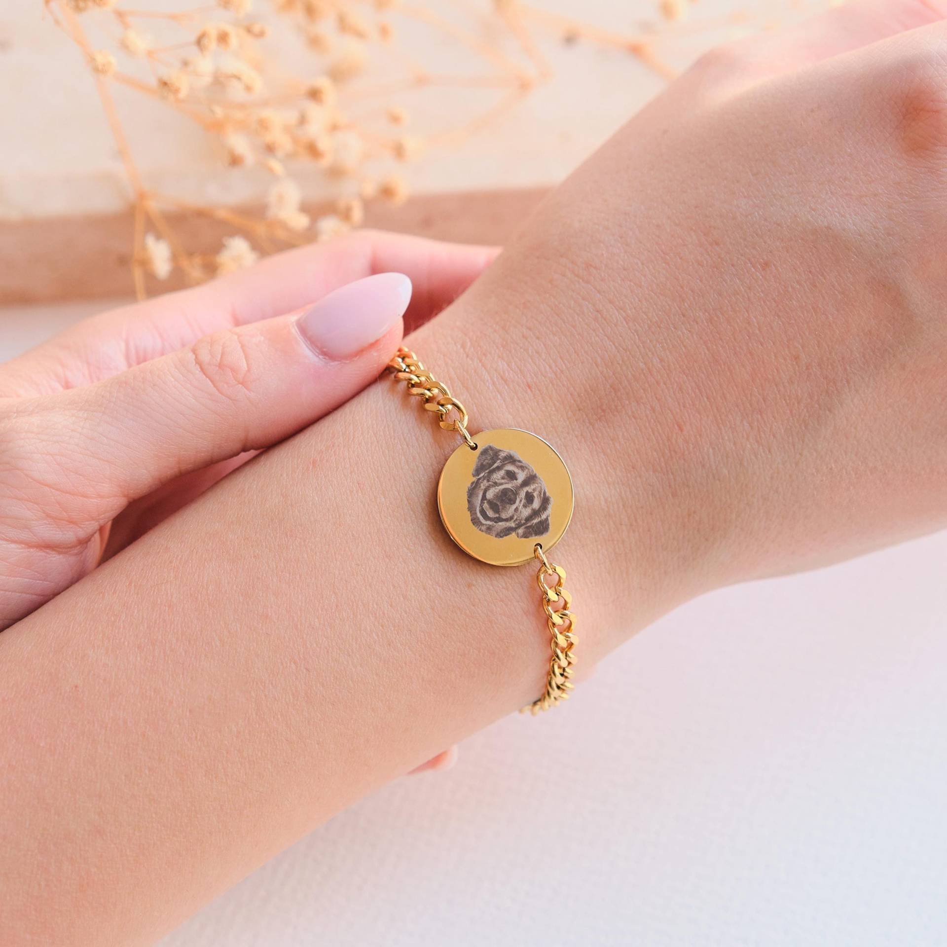 Personalisiertes Armband Mit Haustier Fotogravur Foto Anhänger | Katze Hund Pferde Portrait Wunschgravur Weihnachtsgeschenk von AnnasAtelierDe