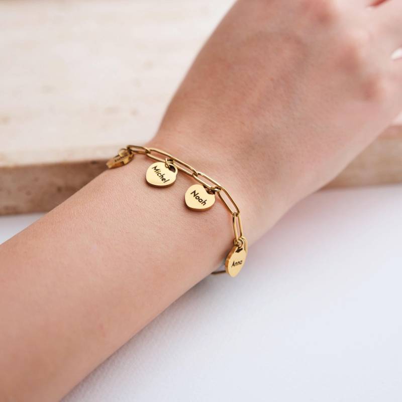 Personalisiertes Armband Mit Herzanhängern Familienarmband Wunschtext Gravur Für Frau Freundin Anhänger Weihnachtsgeschenk von AnnasAtelierDe