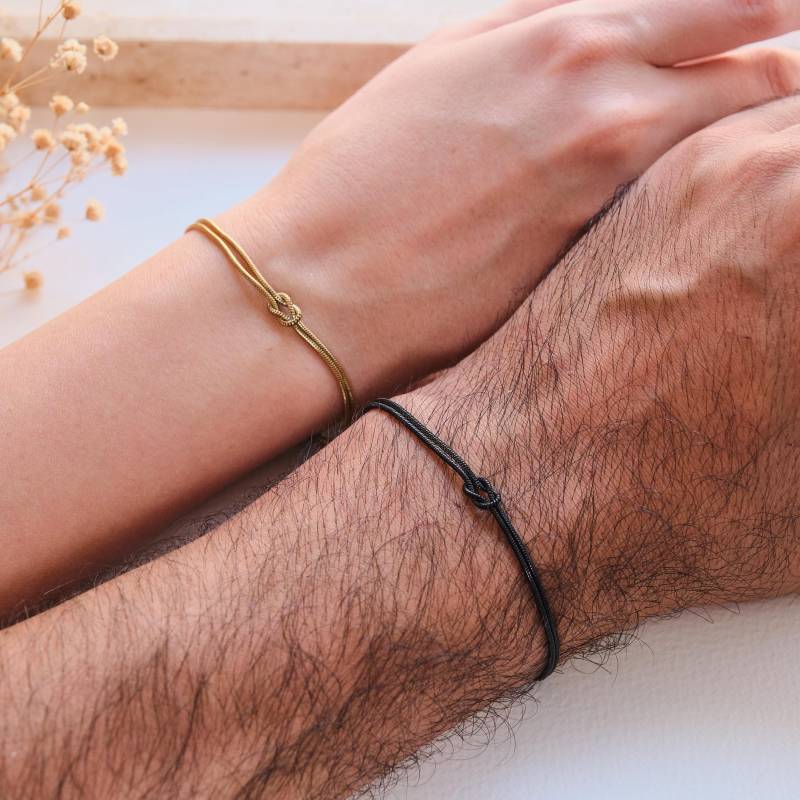 Personalisiertes Partnerarmband Handmade Liebesknoten Gravur Armband Für Paare Mann Frau Weihnachtsgeschenk von AnnasAtelierDe