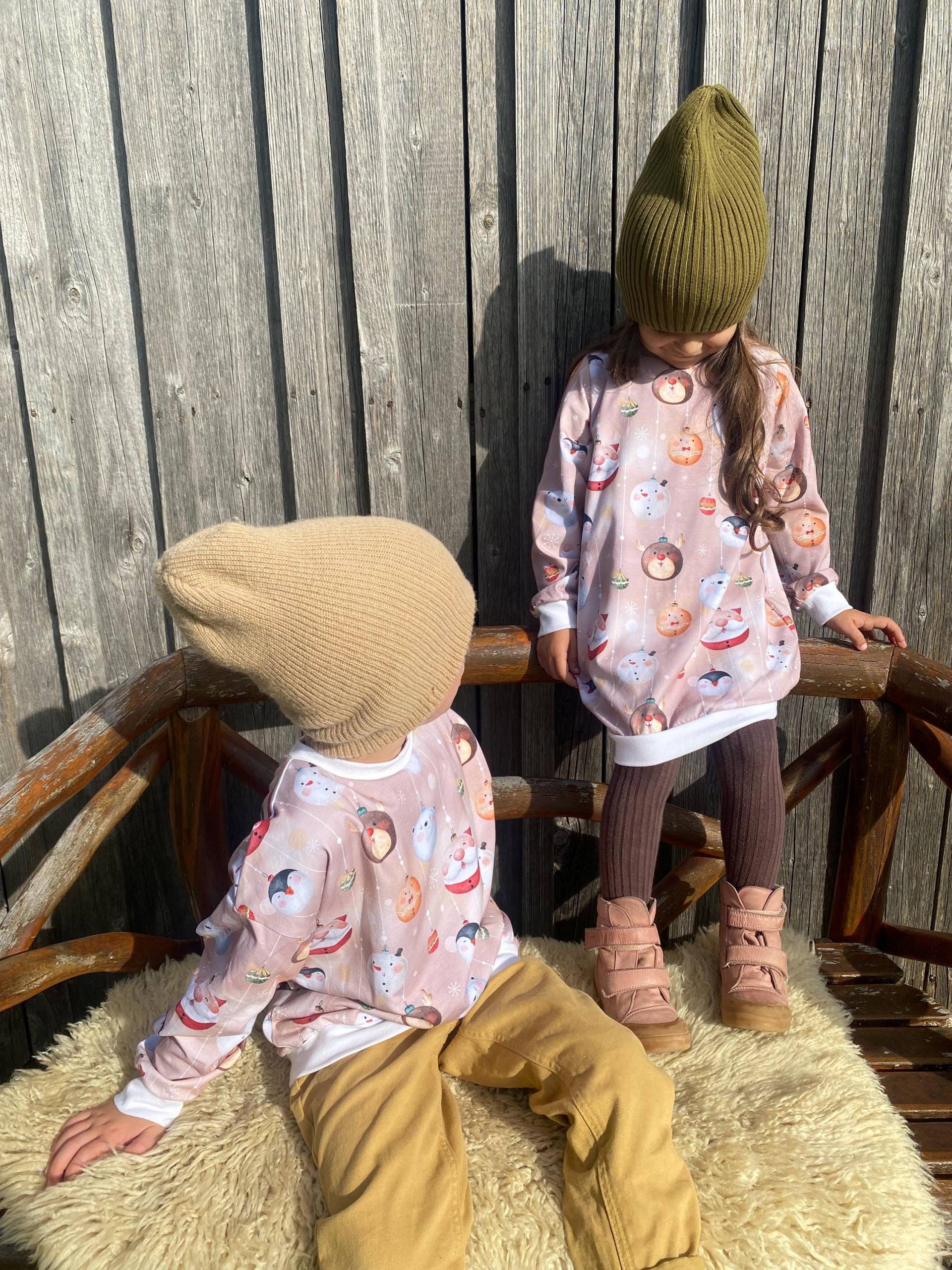 Ballonkleid & Oversize Sweater Weihnachten Handmade Kinderkleidung Mit Haarband | Winteroutfit Mädchen Und Jungen Größe 56-170 von AnnasFadenliebe