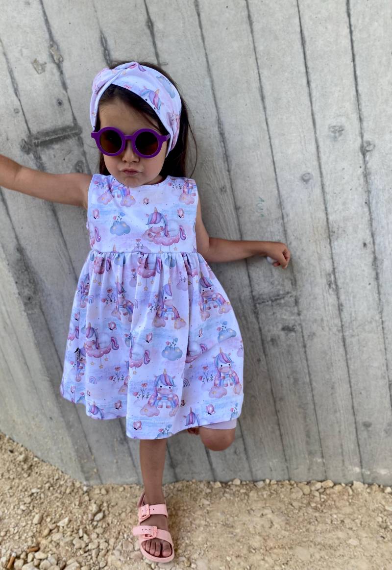 Mädchen Kleid - Sommerkleid Sommerkleidung Mit Einhörnern Rosa Mädchenkleid Süße Mädchenkleidung Jersey Kleider Gr. 74-134 von AnnasFadenliebe