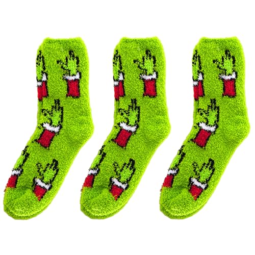Annastore 3 Paar Kuschelsocken Festtags-Muffel für Damen - Einheitsgröße 36-41 passend - Lustige Weihnachtssocken - Flauschsocken Ich hasse Weihnachten - Bettsocken Anti-Weihnachten von Annastore