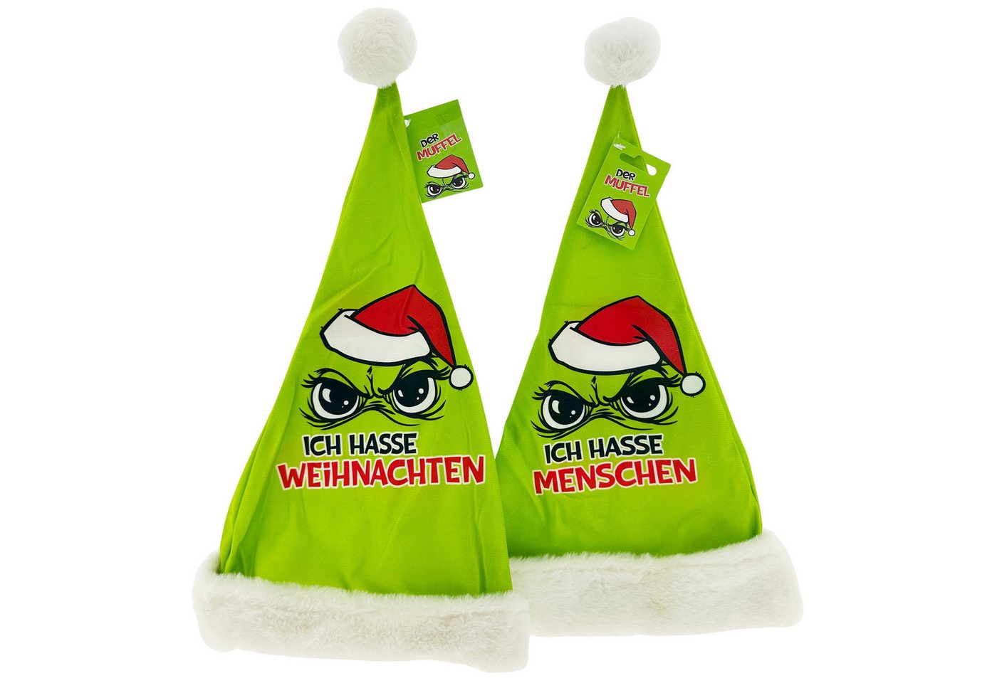Annastore Bommelmütze Witzige Weihnachtsmützen 2er-Set - „Ich hasse Weihnachten" (2-St) „Ich hasse Menschen“, lustiger Winterhut für Weihnachten von Annastore