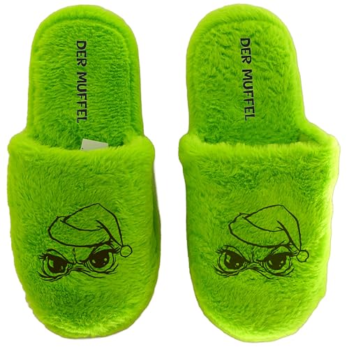 Annastore Lustige Hausschuhe aus Plüsch - Anti Weihnacht Pantoffel - Witzige Hausslipper für Weihnachtshasser (Grün, EU Schuhgrößensystem, Erwachsene, Damen, Numerisch (von/bis), M, 40, 41) von Annastore