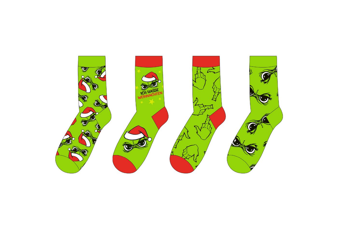 Annastore Socken 4 Paar Festtags-Muffel Socken Witzige Weihnachtssocken Lustige Socken Anti Weihnachtsssocken von Annastore