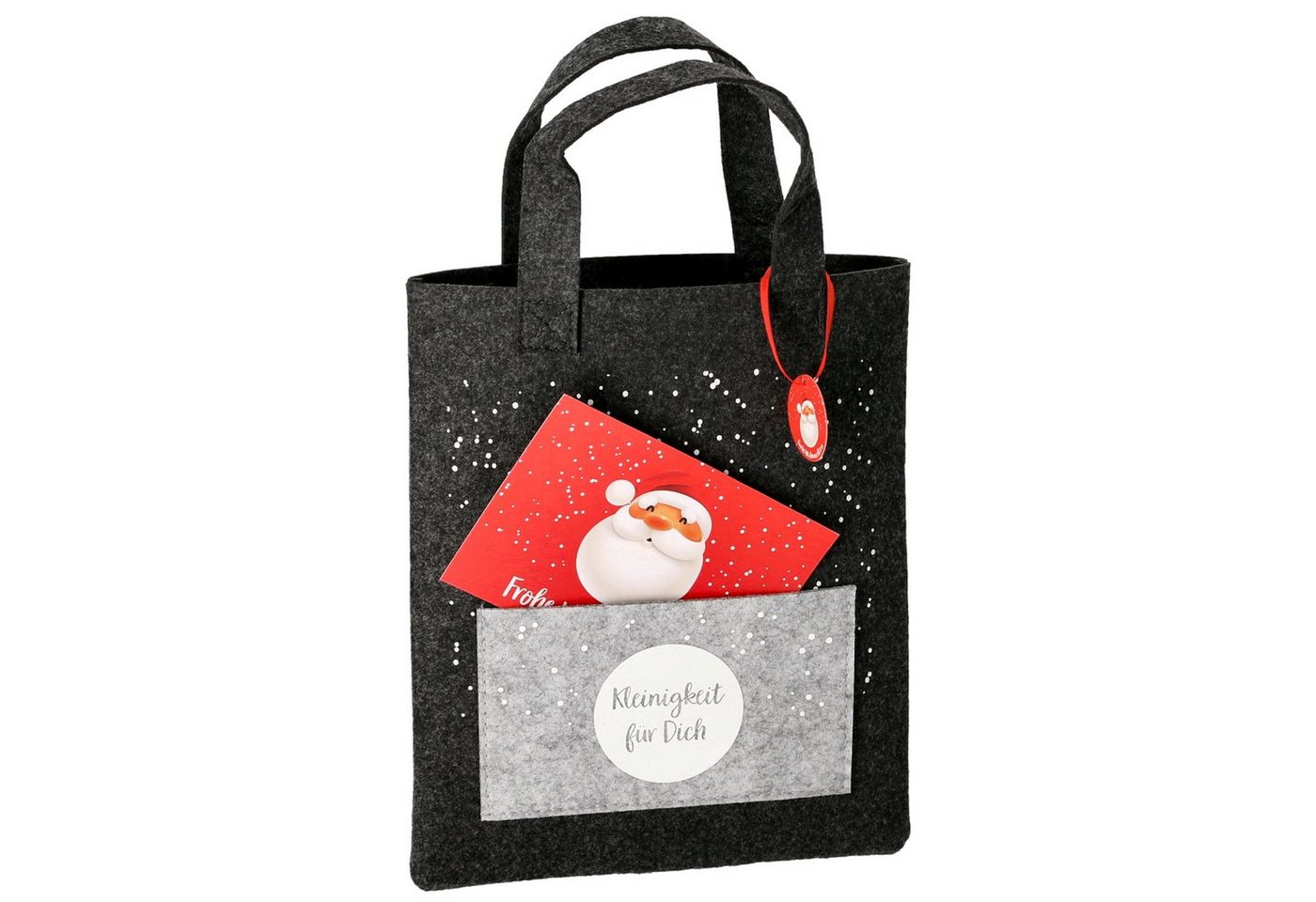 Annastore Tragetasche 3 x Geschenktaschen Filztasche Weihnachten Geschenktüte (aus Filz mit süßem Aufdruck und niedlicher Weihnachtsmann-Postkarte 26 x 22 cm), Filztasche für Geschenke von Annastore