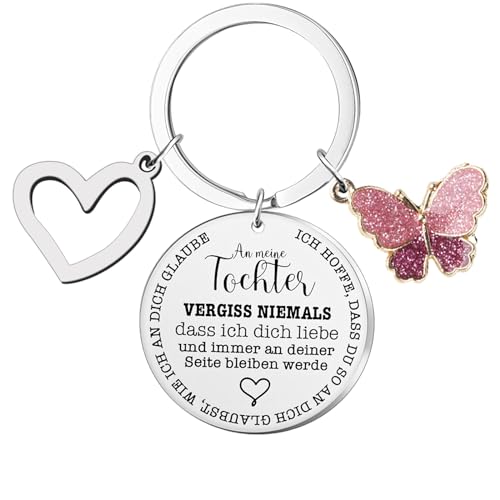 Annauiy An meine Tochter Schlüsselanhänger von Papa und Mama Inspirierendes Geschenk,Schlüsselanhänger Geschenk für Geburtstag Graduierung Weihnachten Jahrestag (Silber) von Annauiy