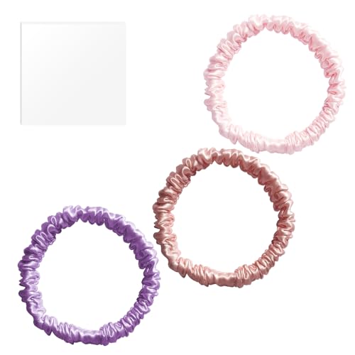 Annauiy Maulbeerseide Haargummis,19 Momme,100% Seide,3er-Set,Geschenk für Damen und Mädchen,1cm Breit,Gummi Rot/Hellviolett/Rosa Annauiy Maulbeerseide Haargummis,19 Momme,100% Seide,3er-Set,Geschenk für Damen und Mädchen,1cm Breit,Gummi Rot/Hellviolett/Rosa von Annauiy