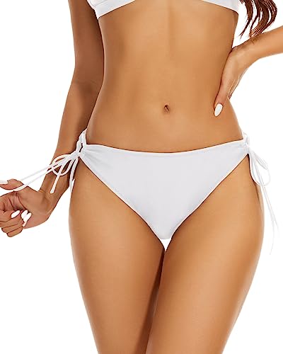 Annbon String Side Tie Bikini Bottoms for Women Full Coverage Low Rise Bathing Suit Swimsuit Bikini Bottoms for Women, Weiss/opulenter Garten, Medium von Annbon