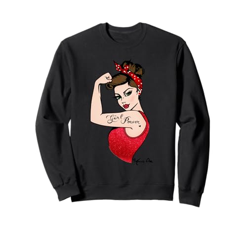 Girl Power Feministische Kunst im Retro Rosie Riveter Stil Sweatshirt von Anne Cha Art